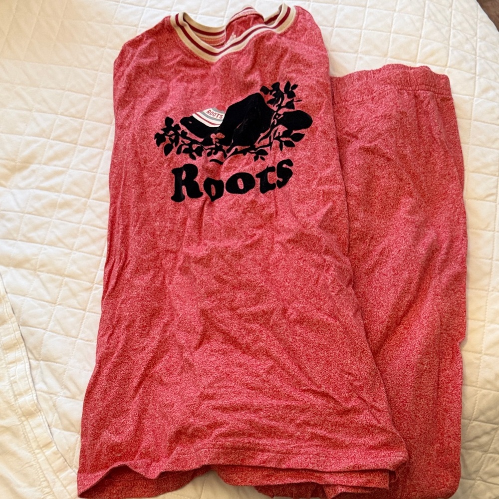 Roots Kids Pajama Set in Red with Logo